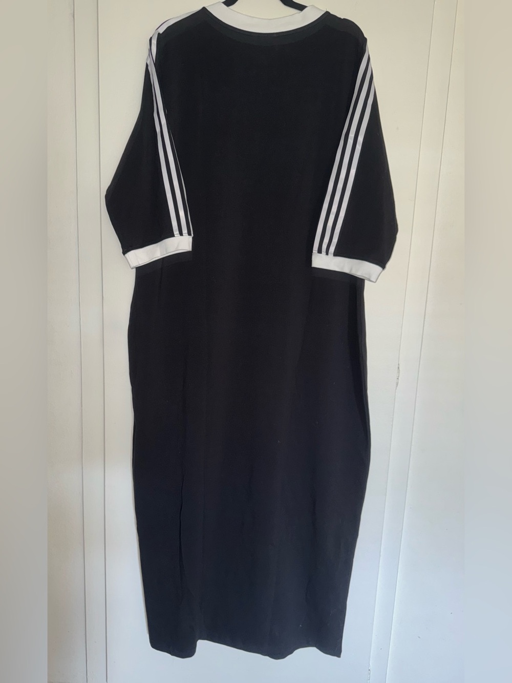 Adidas Plus 4X  Adicolor Classics 3-Stripe V-Neck Maxi Dress Black & White - Picture 3 of 10